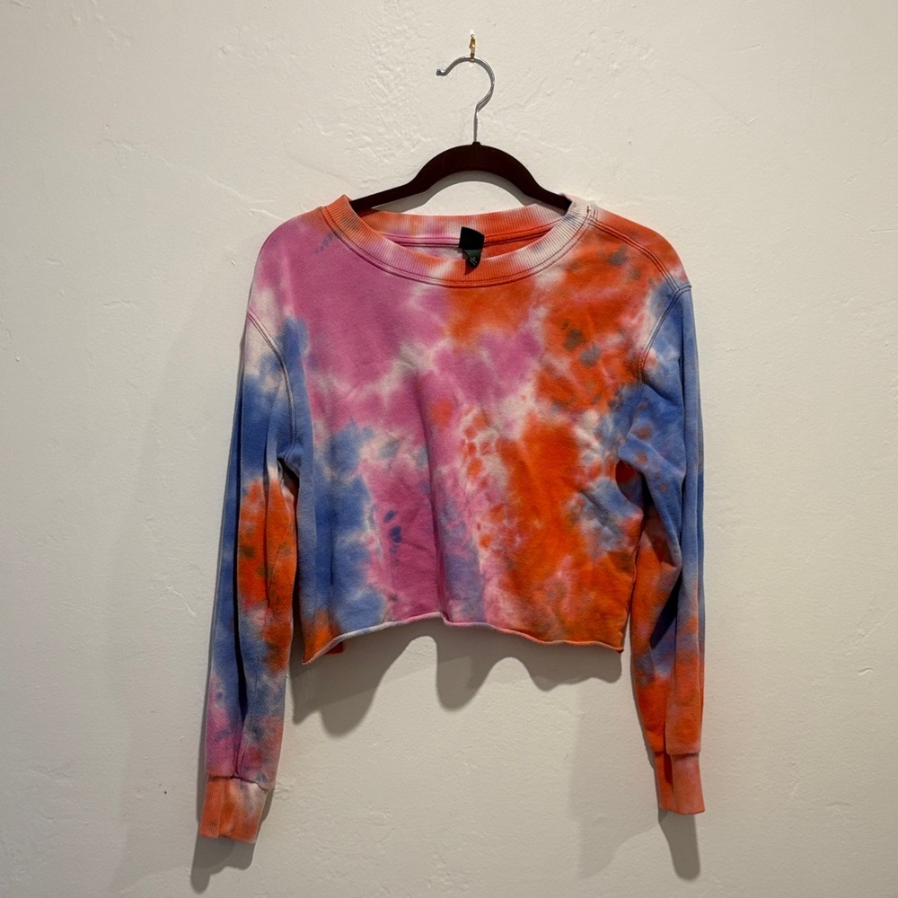 Wild Fable Tie-Dye Cropped Hoodie - Pink, Orange, Blue